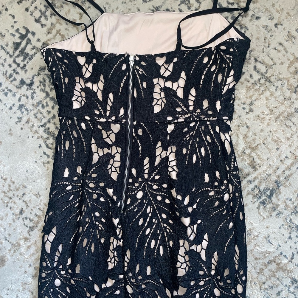 Black Midi Dress by Aqua Lace over Nude XS - Picture 8 of 9